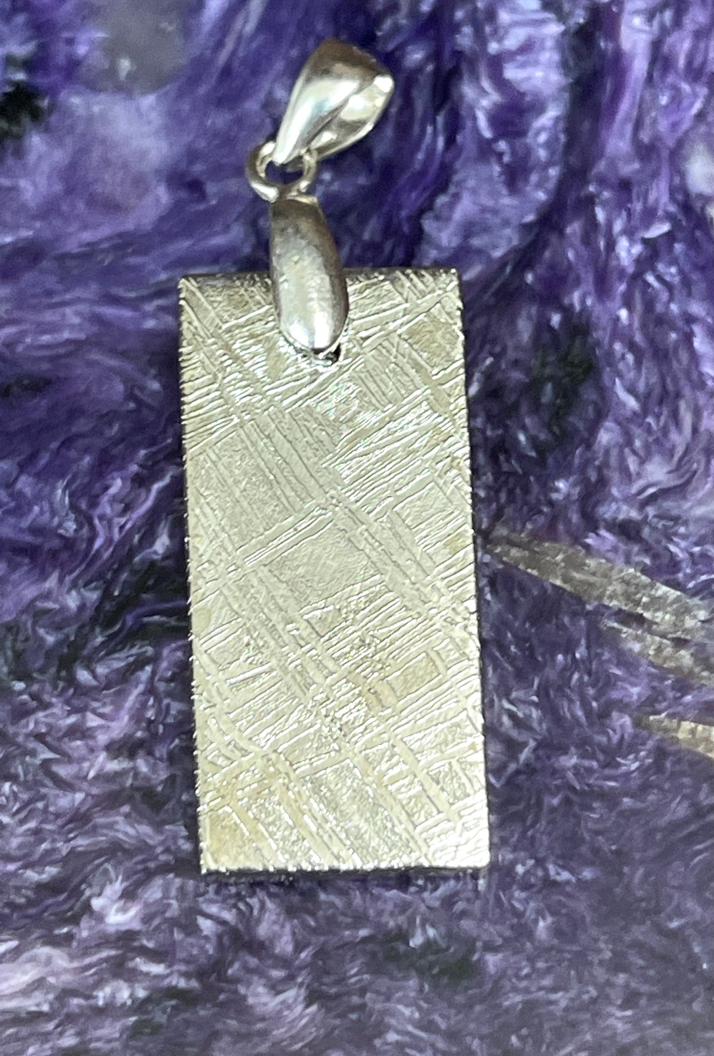 Sterling Silver Iron Meteorite Rectangle Pendants