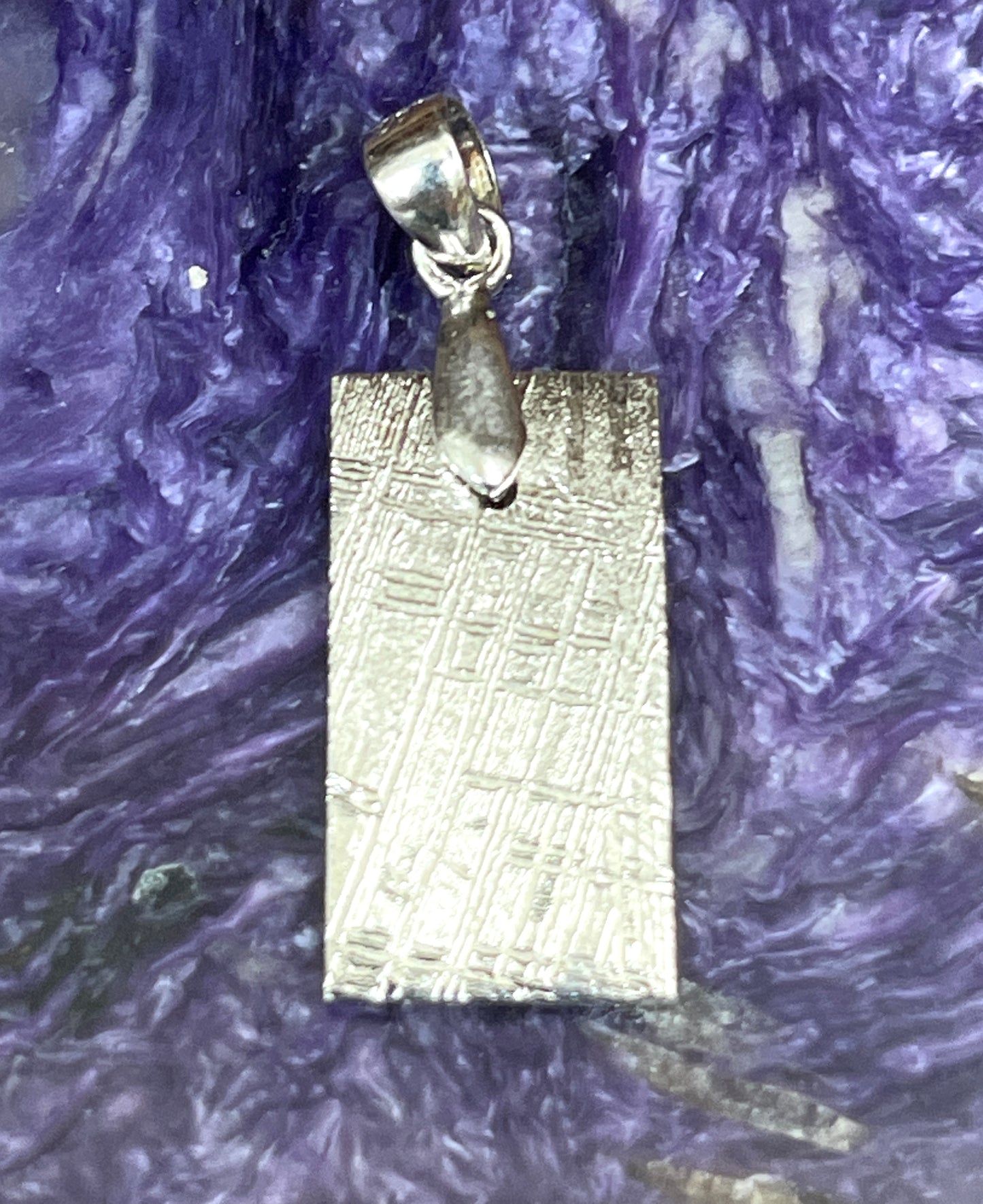 Sterling Silver Iron Meteorite Rectangle Pendants