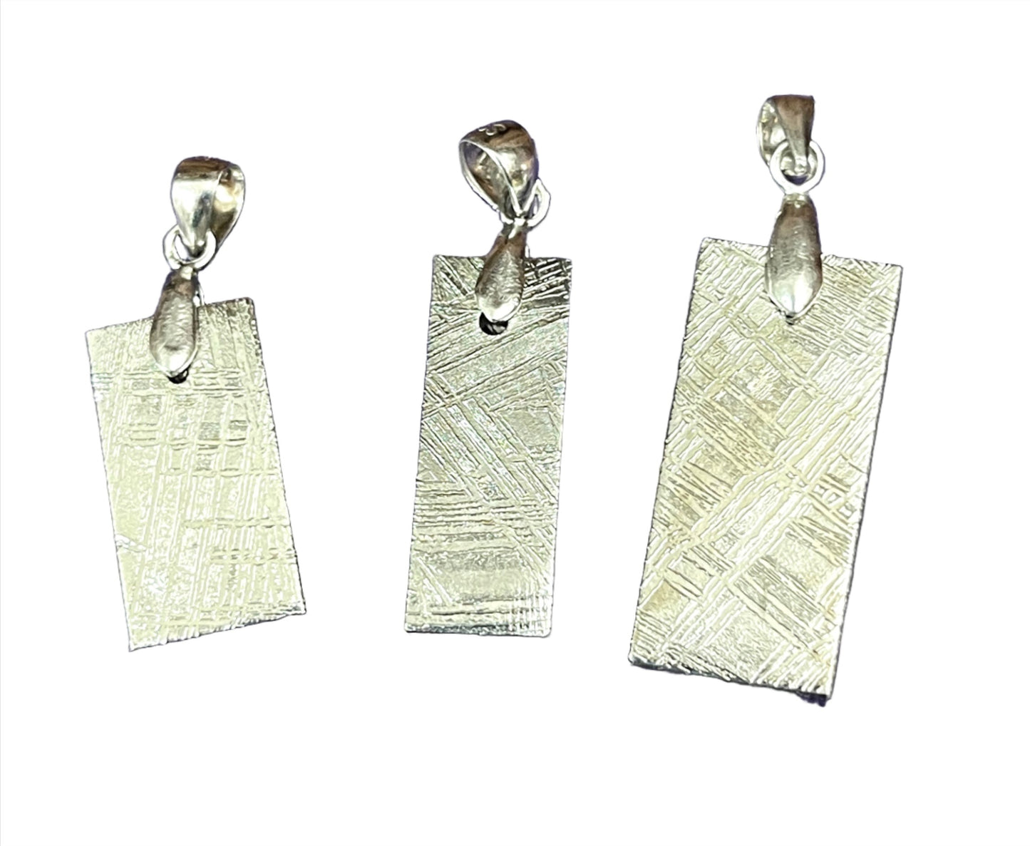 Sterling Silver Iron Meteorite Rectangle Pendants