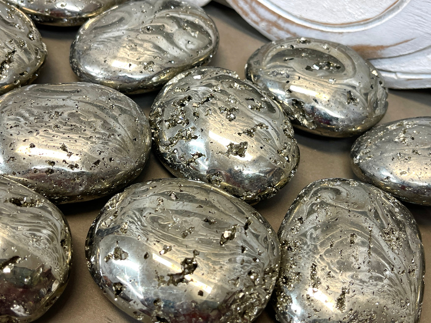 Pyrite Druzy Palm Stones