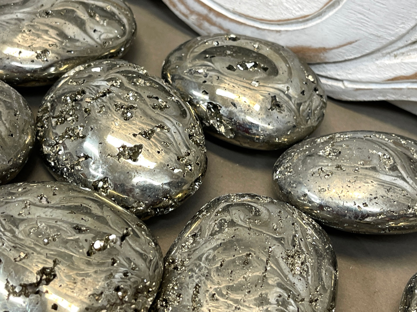 Pyrite Druzy Palm Stones