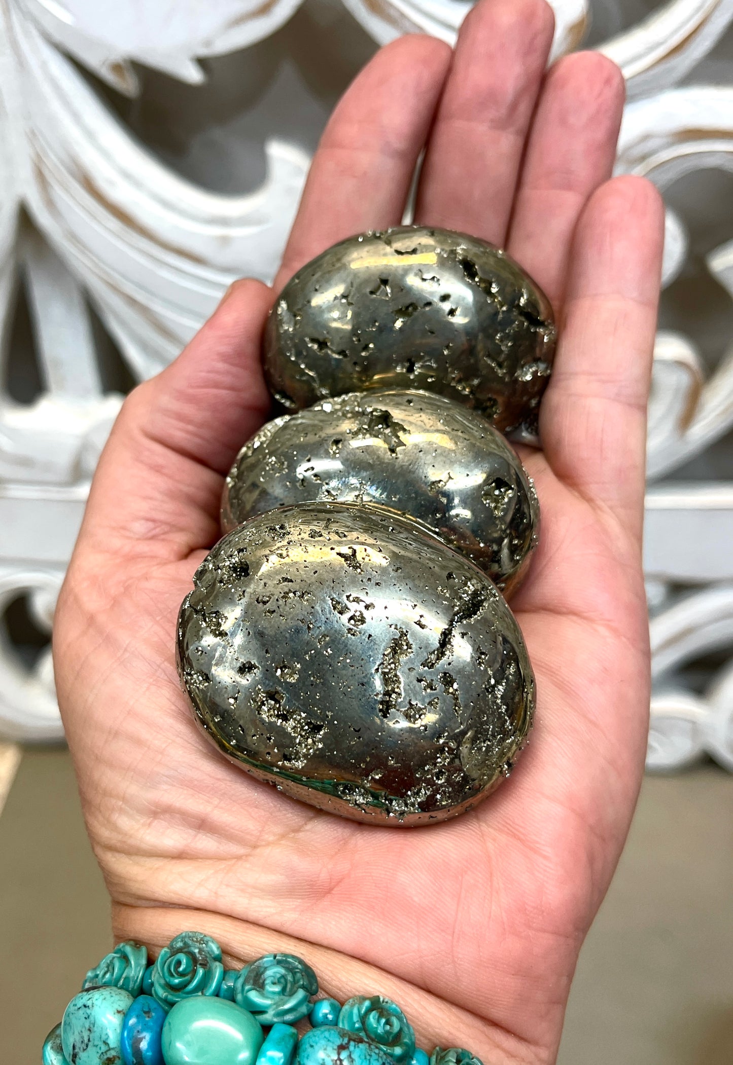 Pyrite Druzy Palm Stones