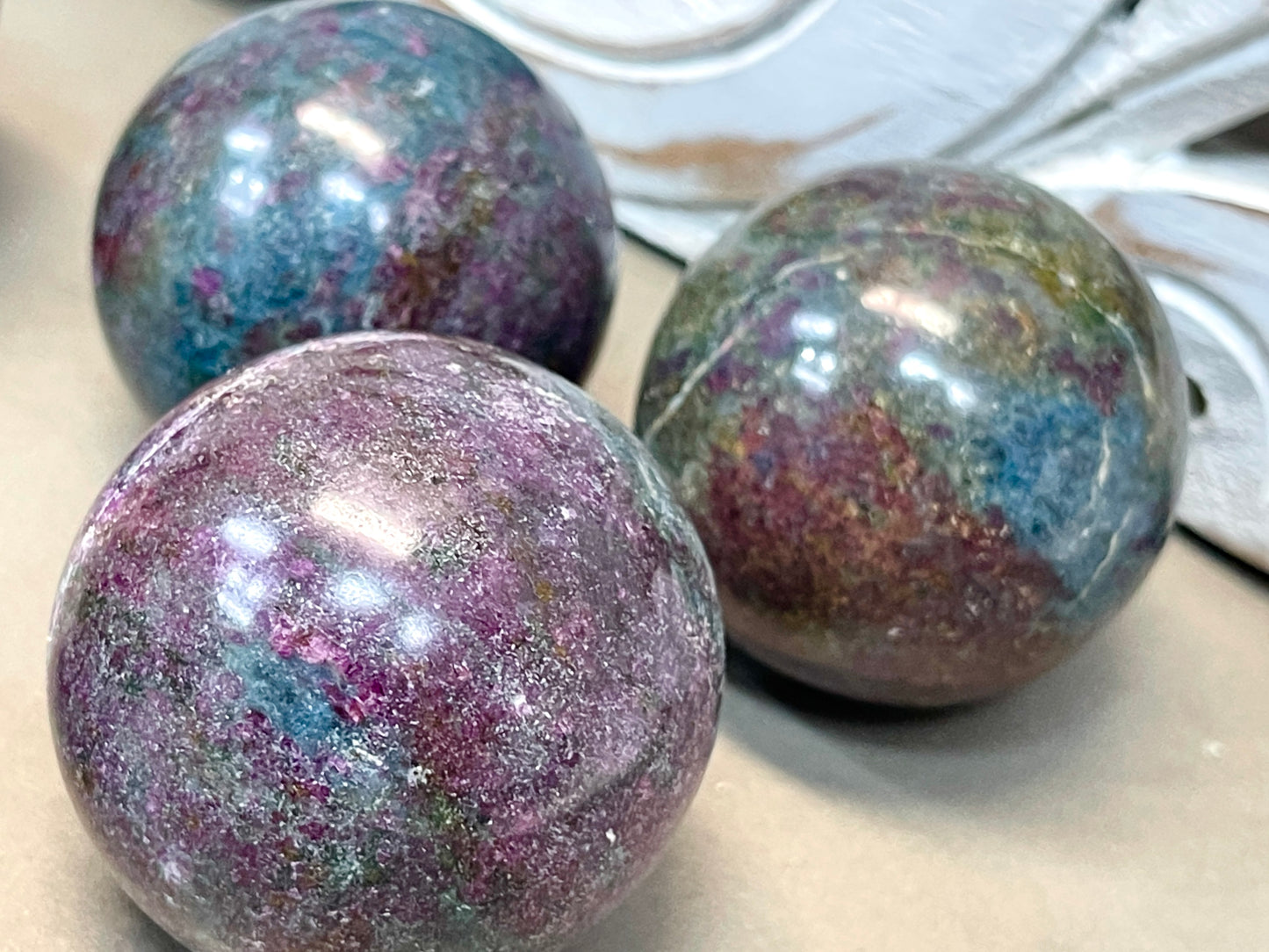 Ruby Kyanite Spheres