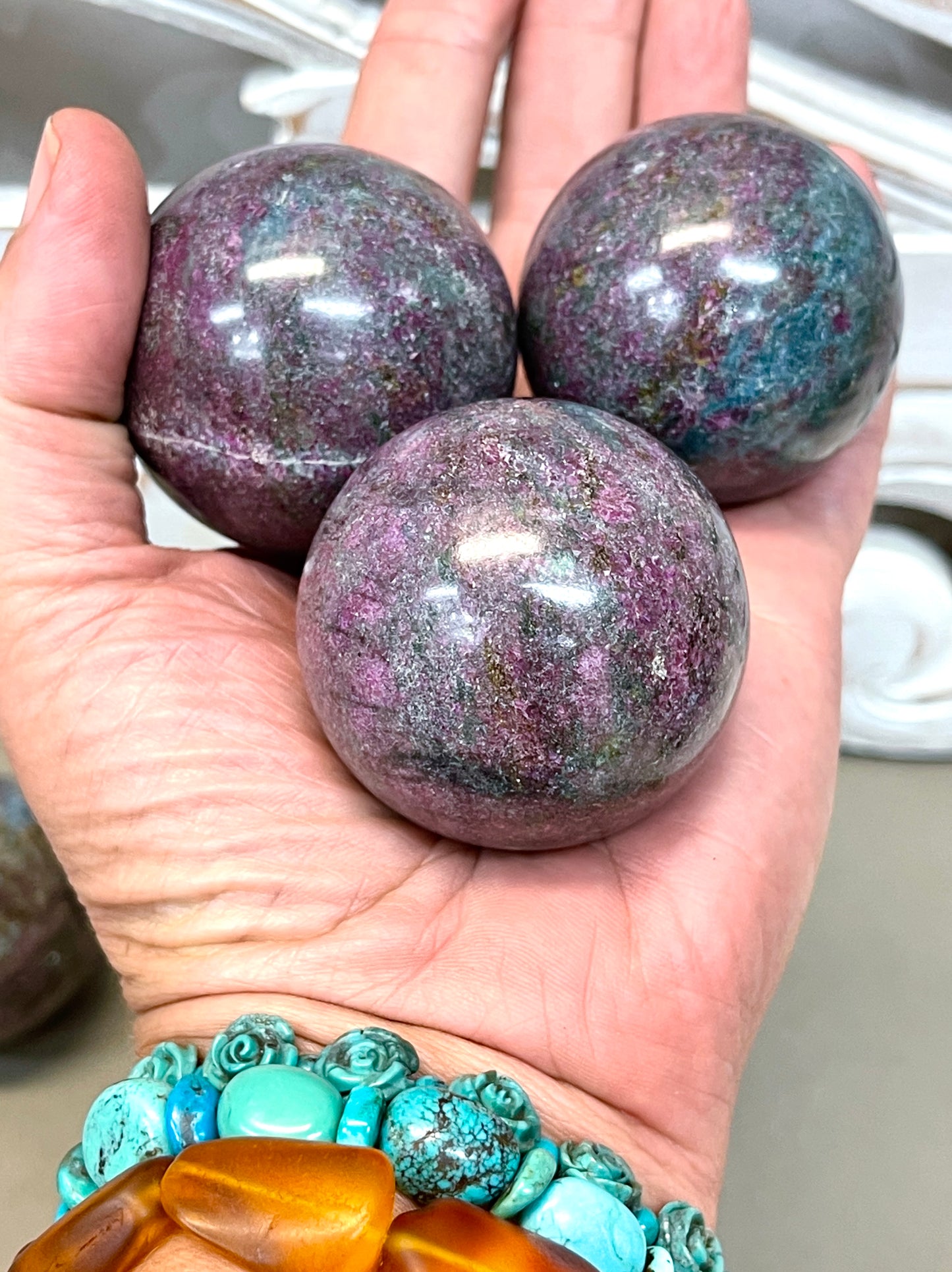 Ruby Kyanite Spheres