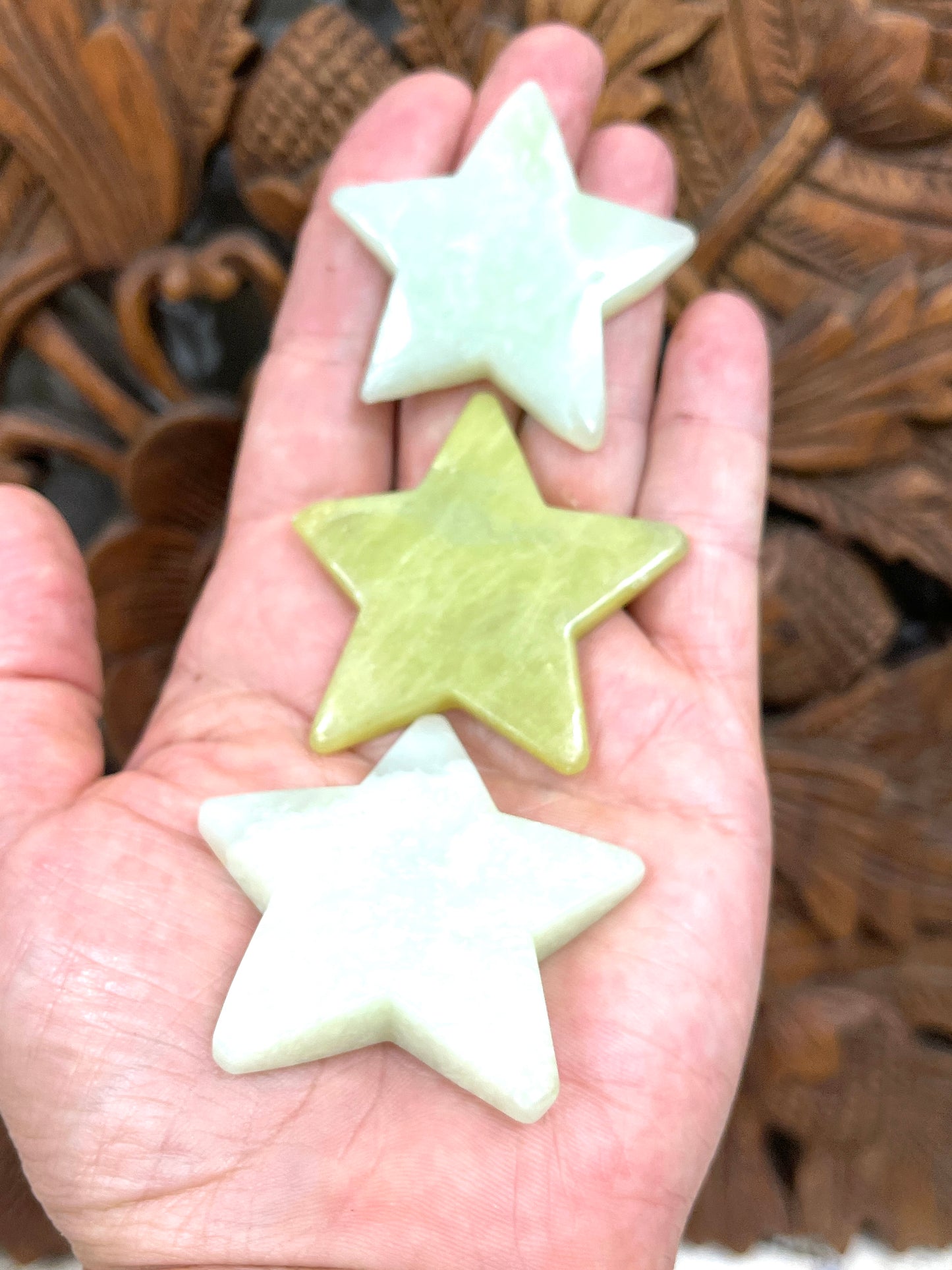 Hand carved Gemstone Stars