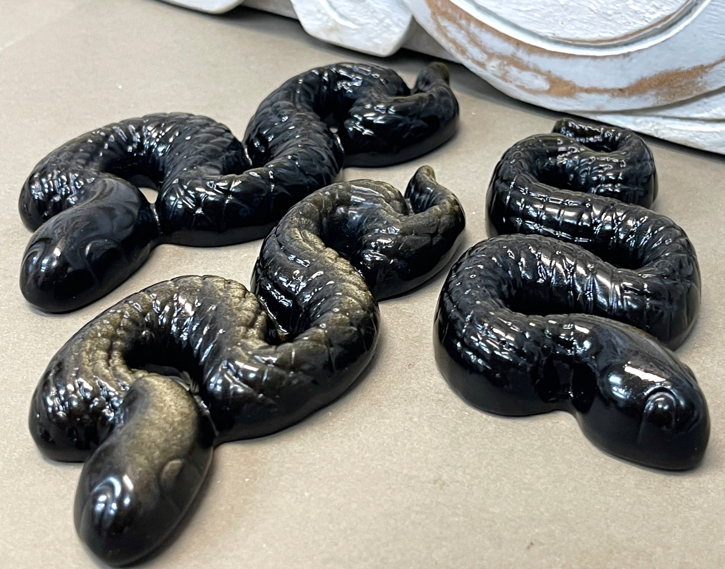 Gold Sheen Obsidian Snakes