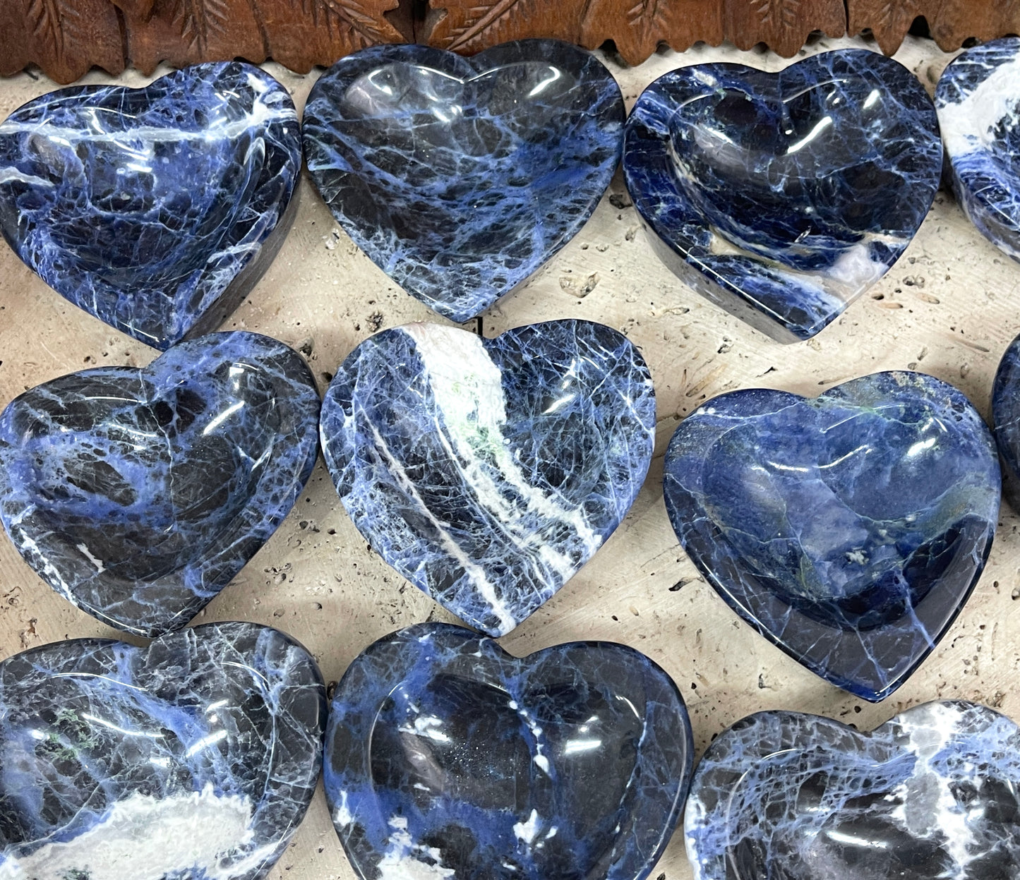 Sodalite Carved Heart offering Bowls- 2 Sizes Available