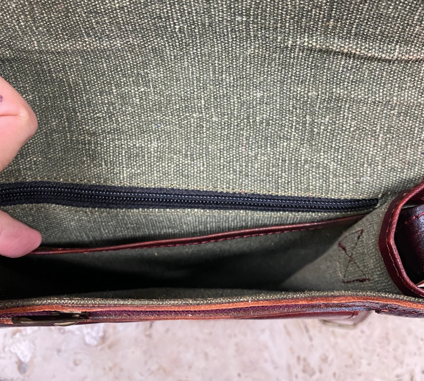 Camel Leather Purse with Gemstones 11" x 9"