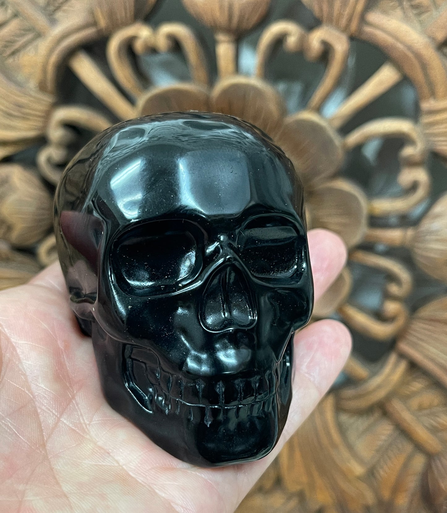 Hand Carved Black Obsidian Skulls 3"