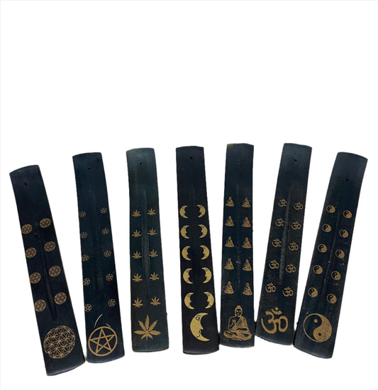 Block Printed Incense Burner | Black