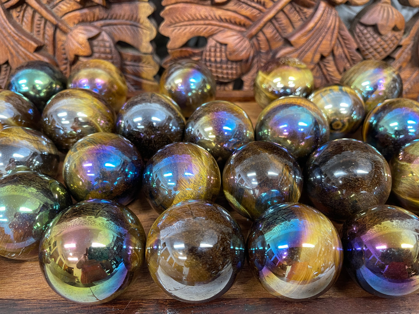Angel Aura Tigers Eye Spheres
