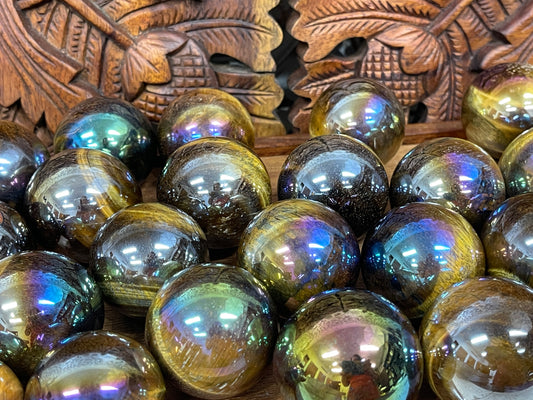 Angel Aura Tigers Eye Spheres