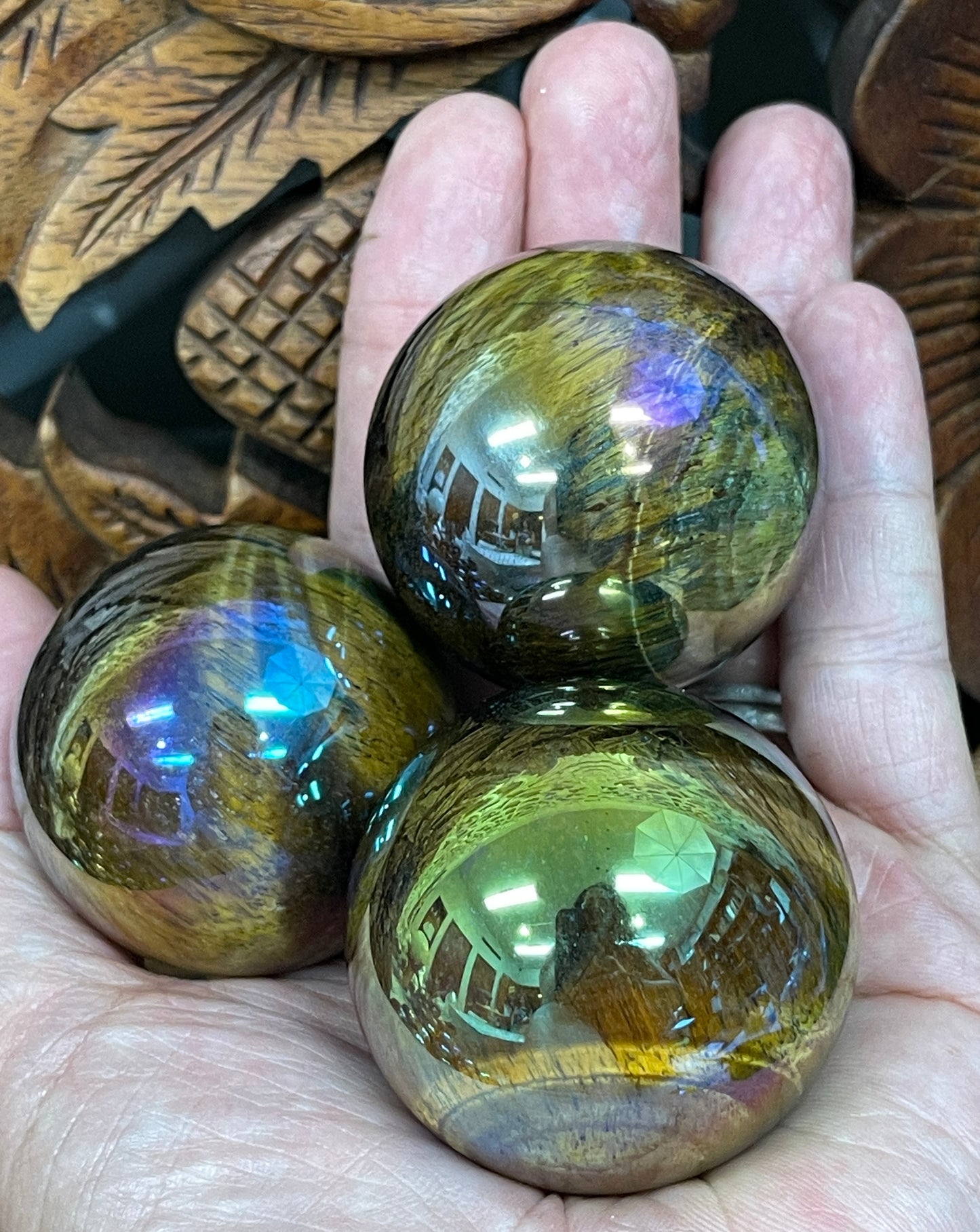 Angel Aura Tigers Eye Spheres