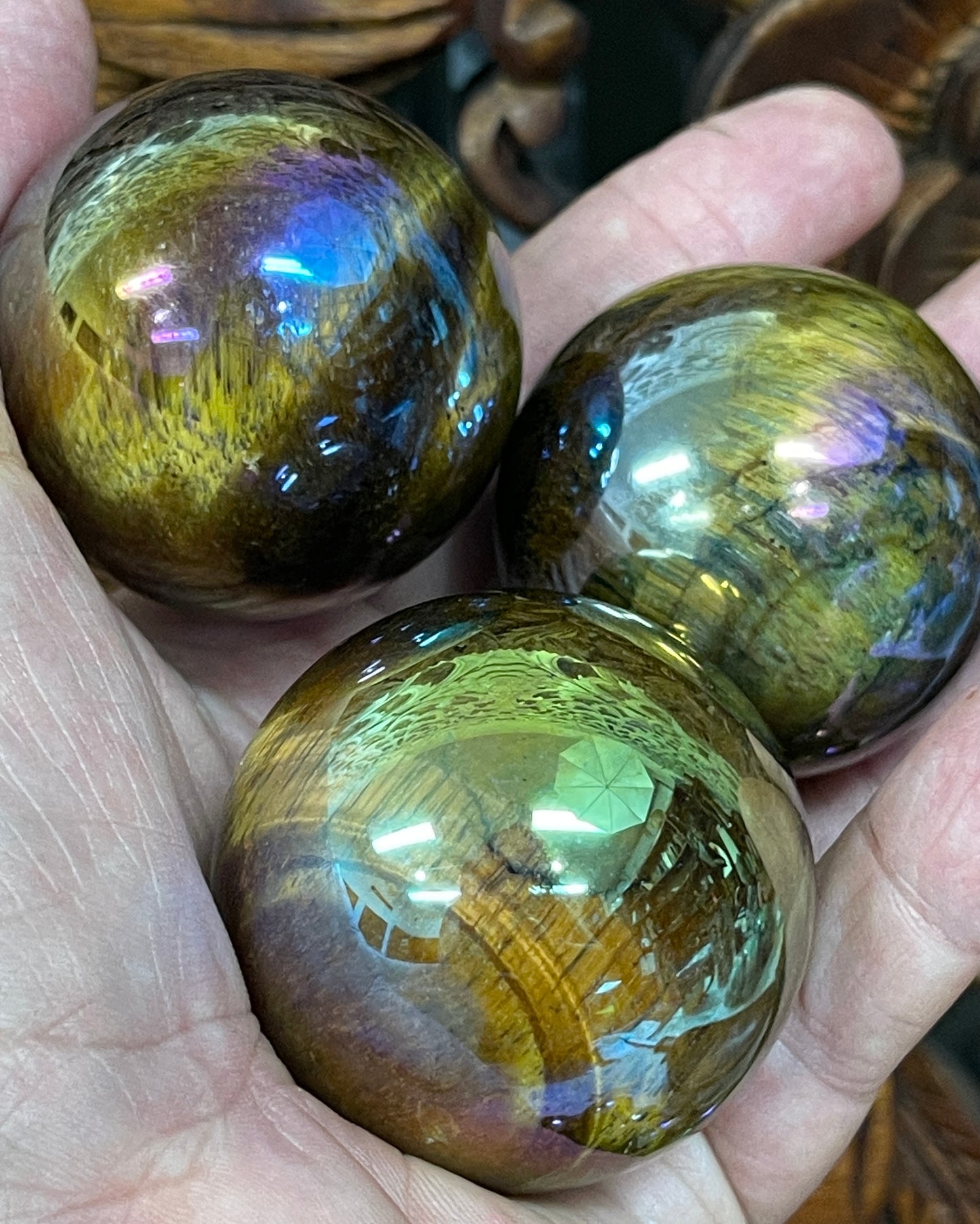 Angel Aura Tigers Eye Spheres