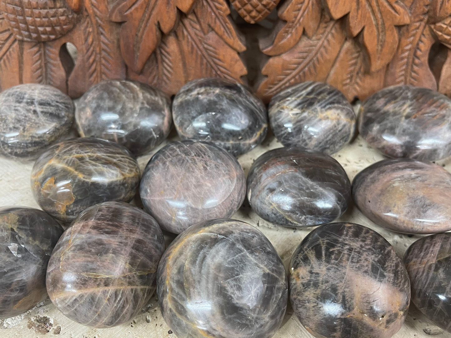 Black Moonstone Palm Stones
