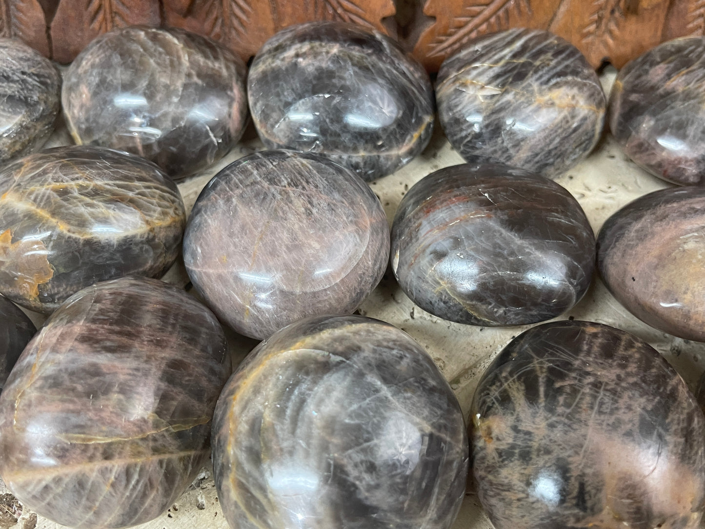 Black Moonstone Palm Stones