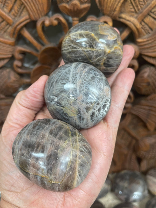 Black Moonstone Palm Stones