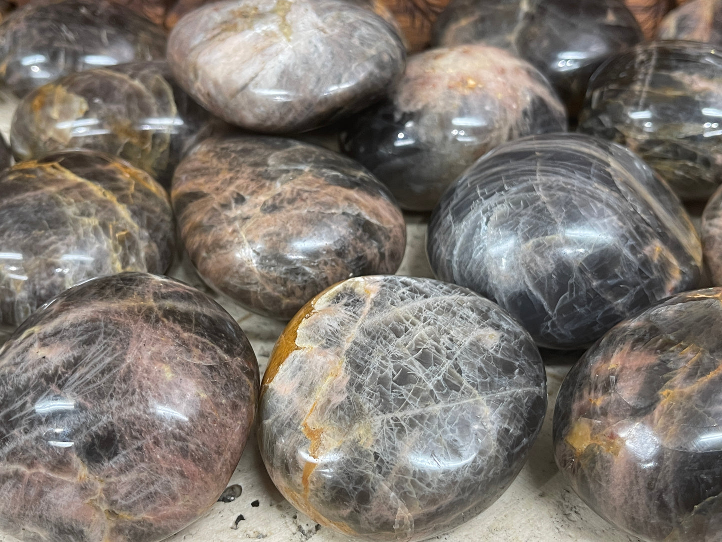 Black Moonstone Palm Stones