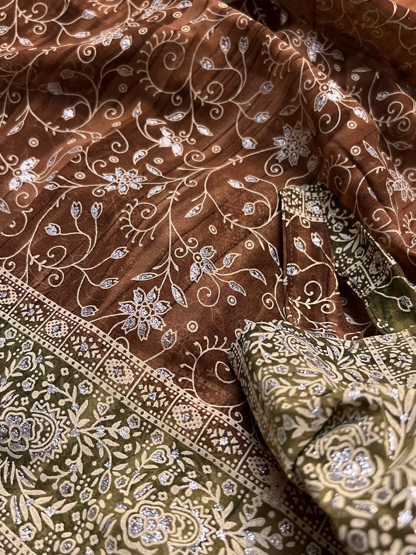 Mocha & Olive Sari Curtain Panels