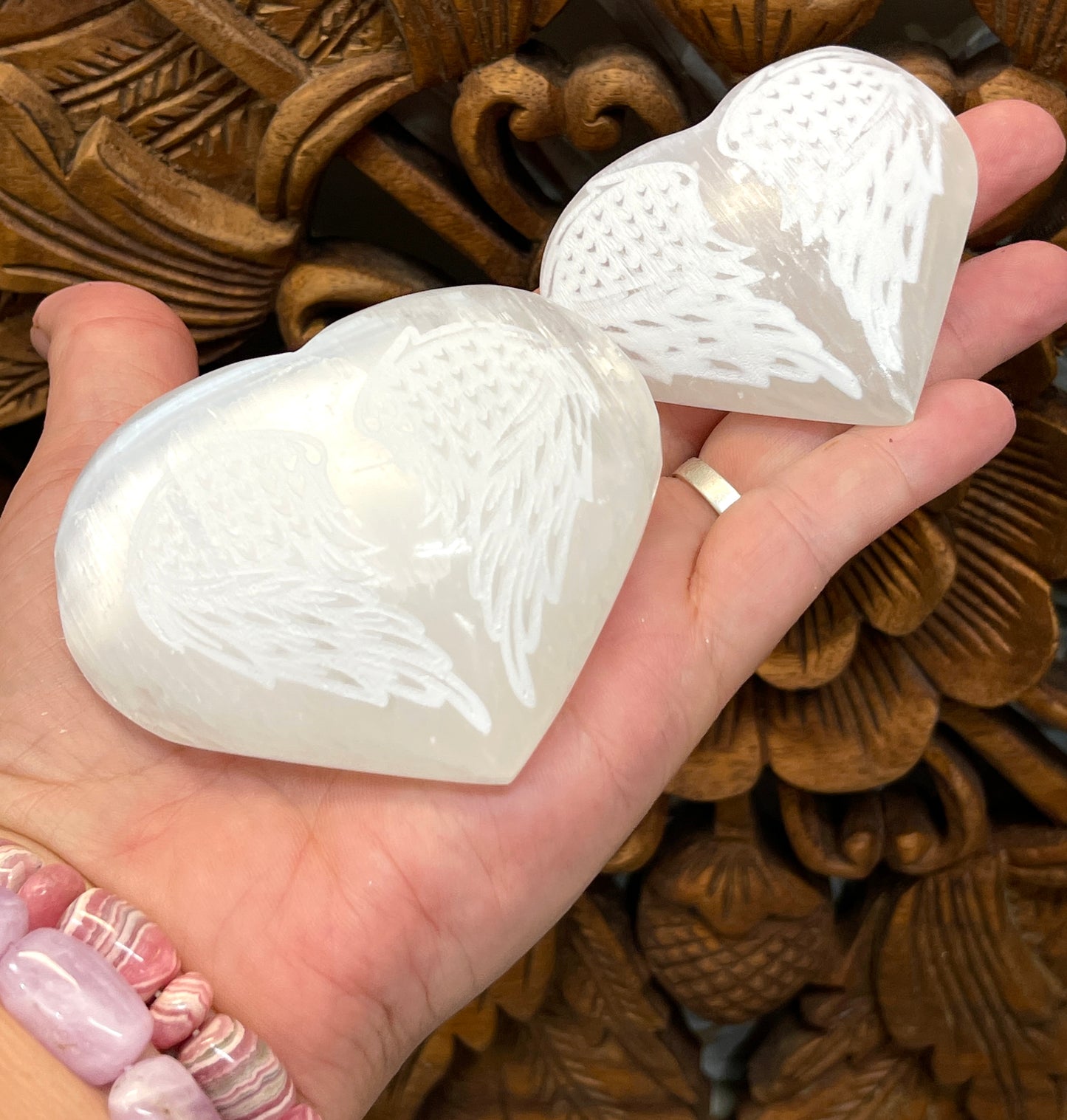 Selenite Wings Hearts