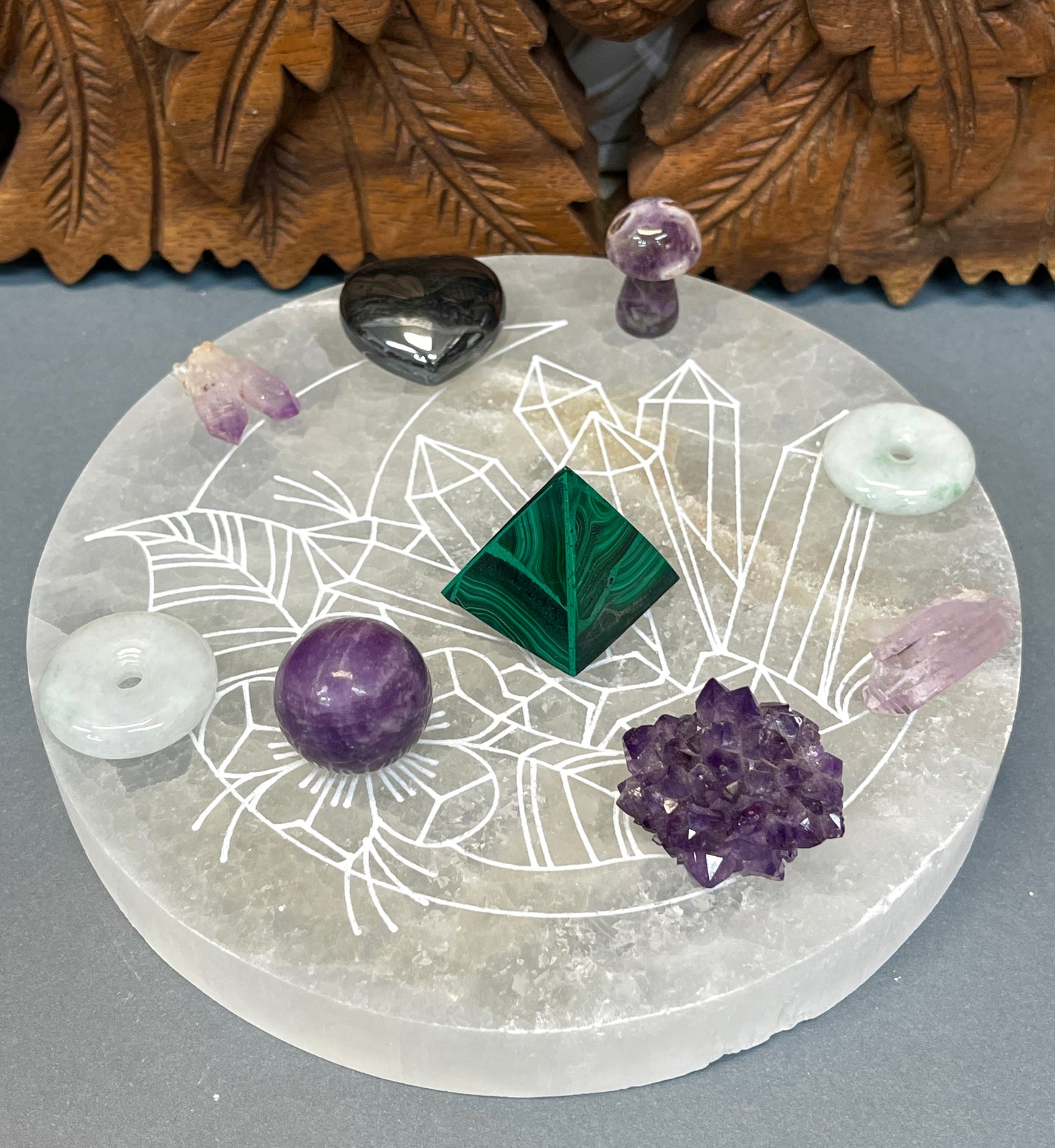 Moon Selenite Crystal Charging Tile