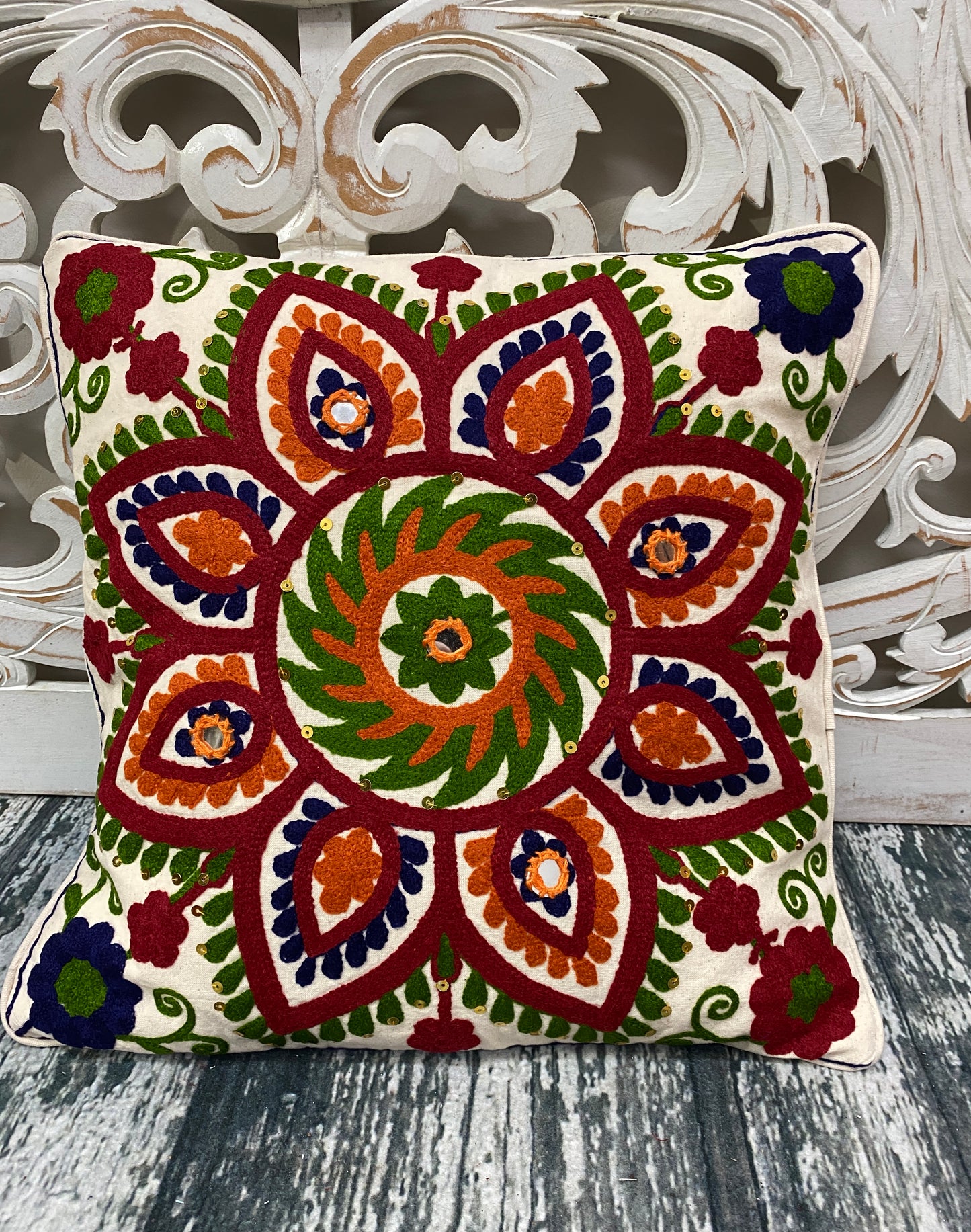 Kashmiri Style Embroidered Throw Pillow Cases | 6 Designs