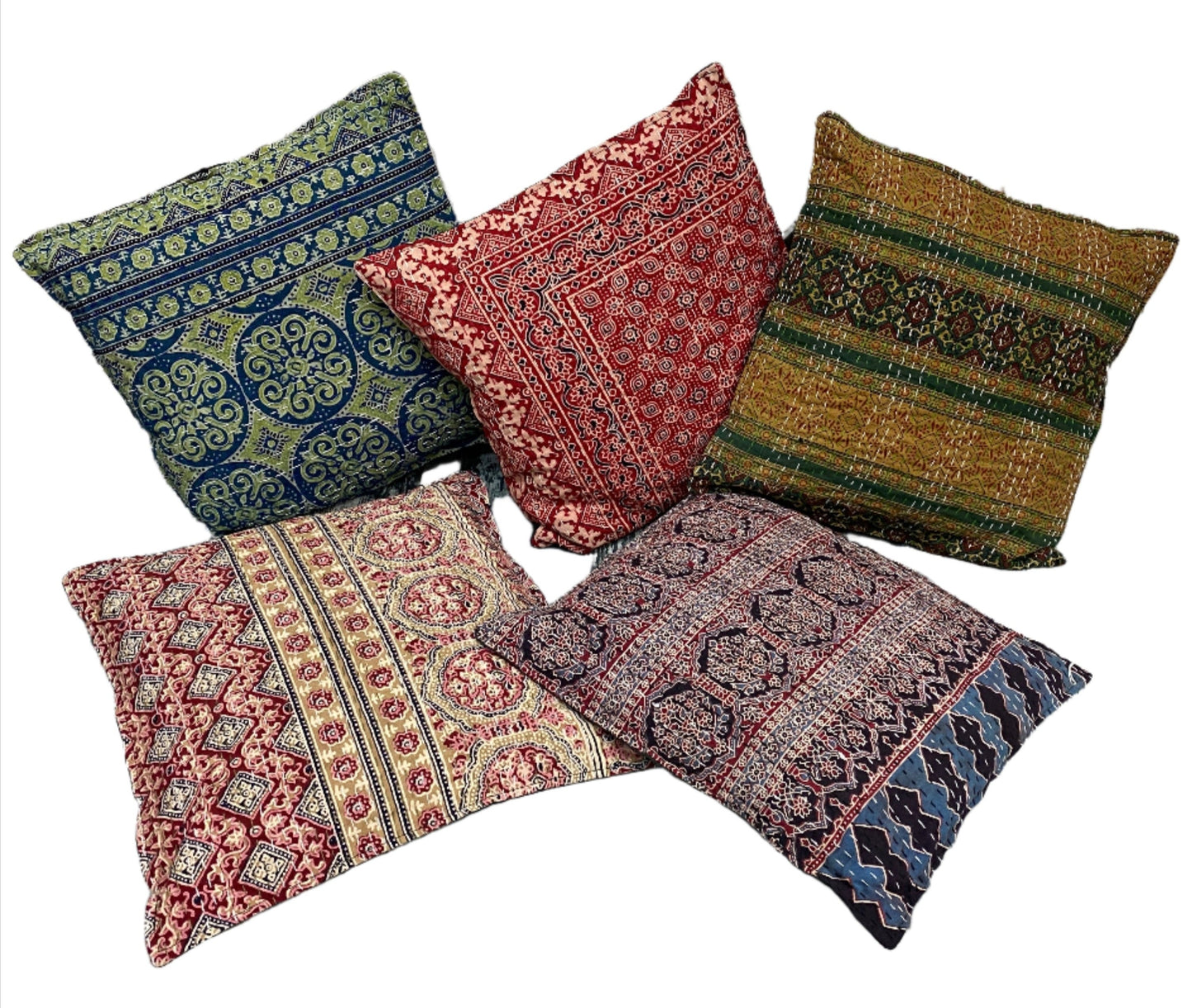 Rajasthani Kantha Throw Pillow Cases