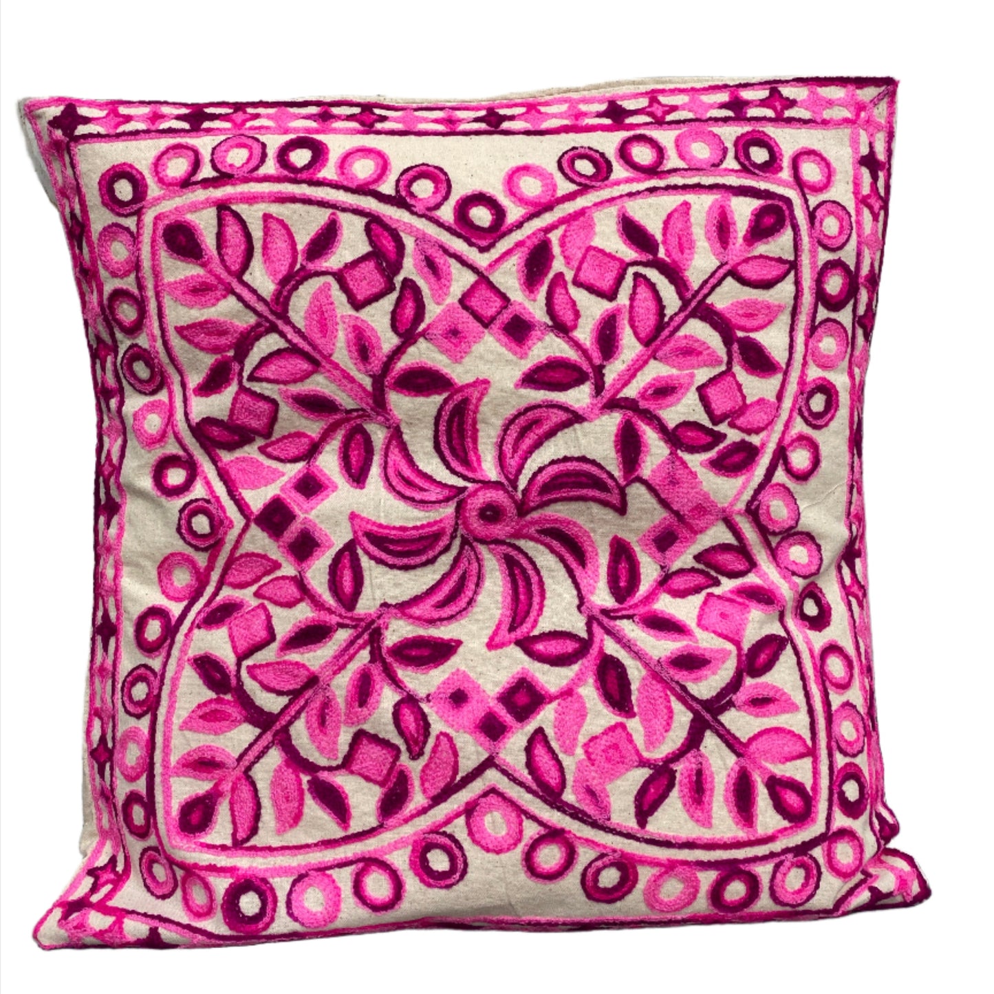 Kashmiri Style Embroidered Throw Pillows - 2 Colors