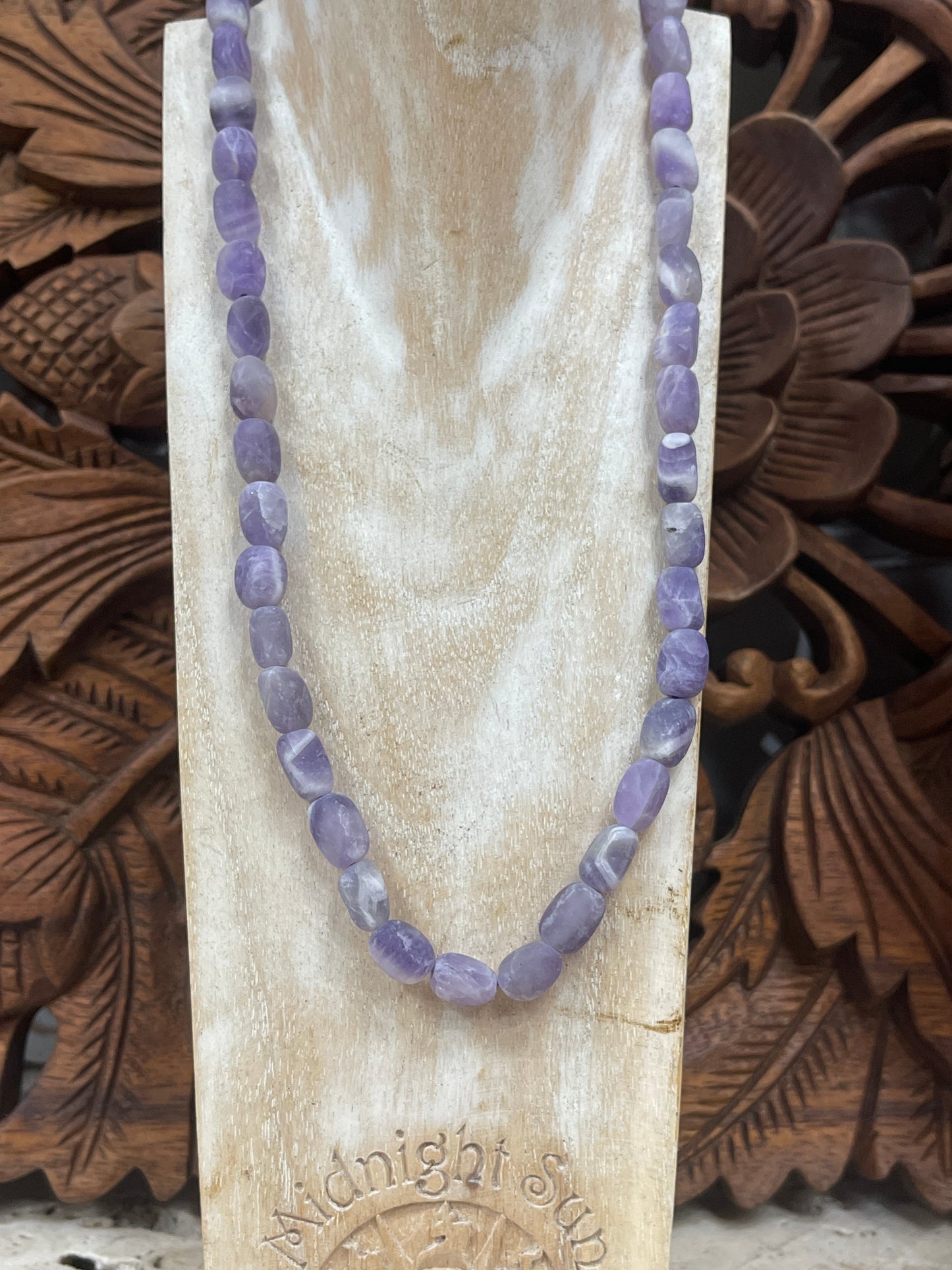 Chevron Amethyst Matt Finished Barrel Necklaces