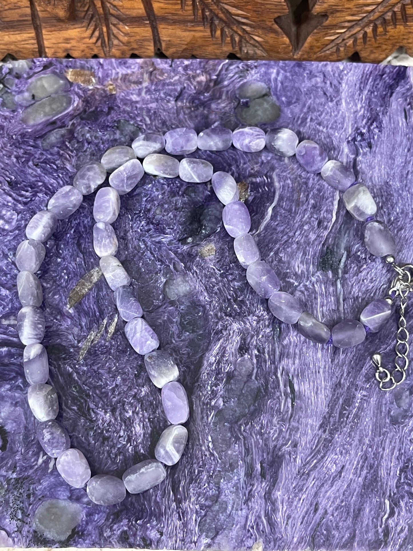 Chevron Amethyst Matt Finished Barrel Necklaces