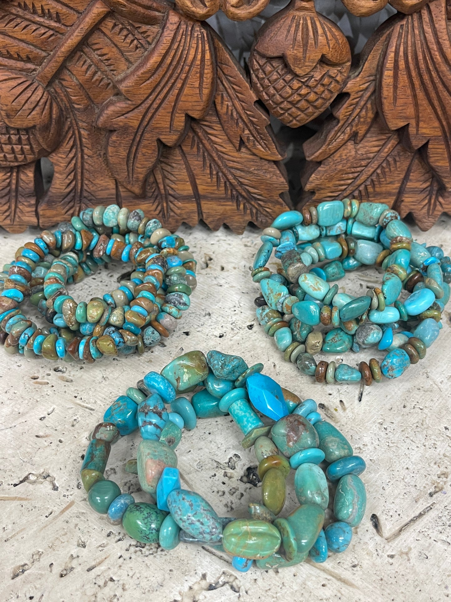 Natural Turquoise Stretchy Bracelets - 3 Styles Available