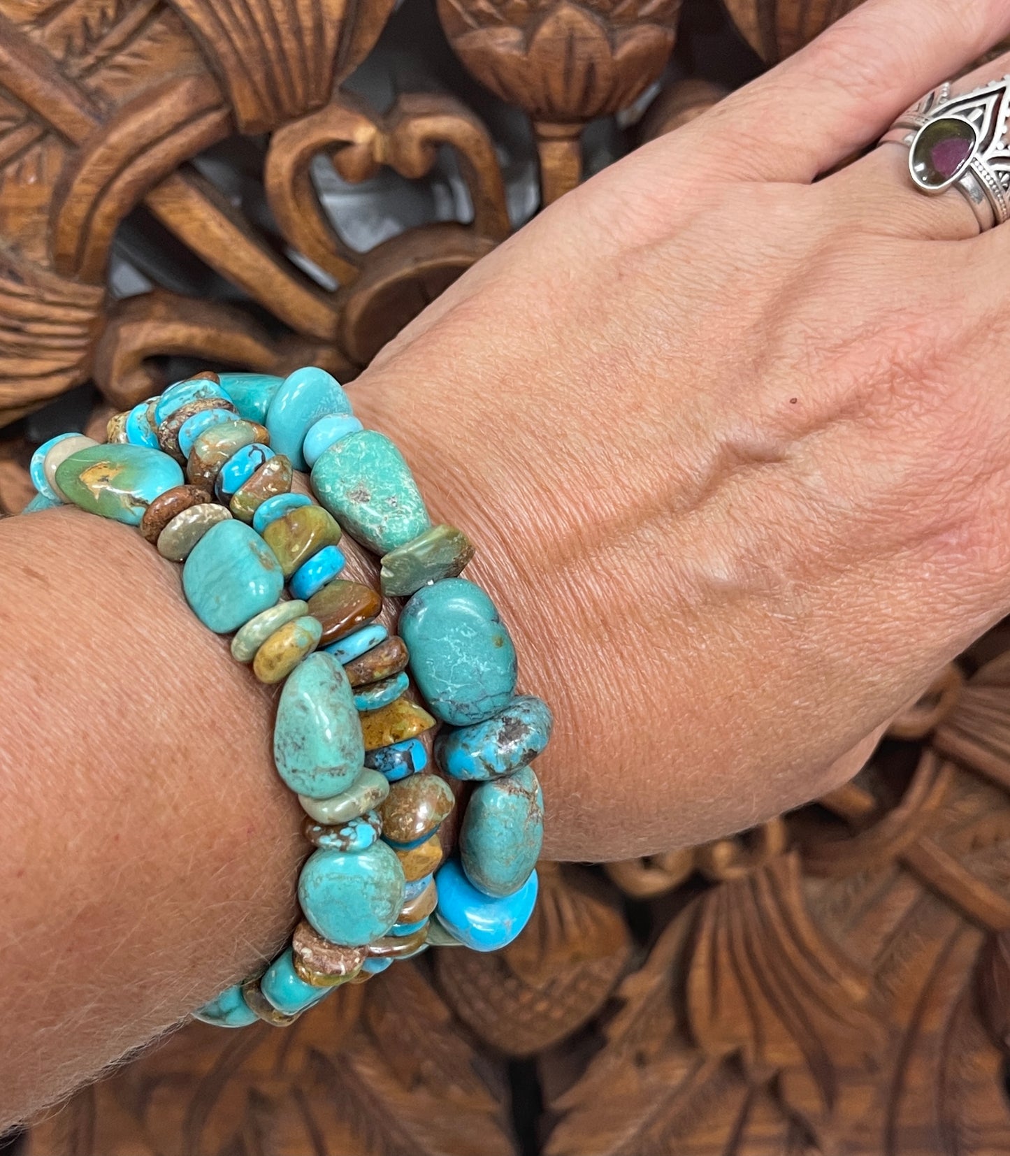 Natural Turquoise Stretchy Bracelets - 3 Styles Available