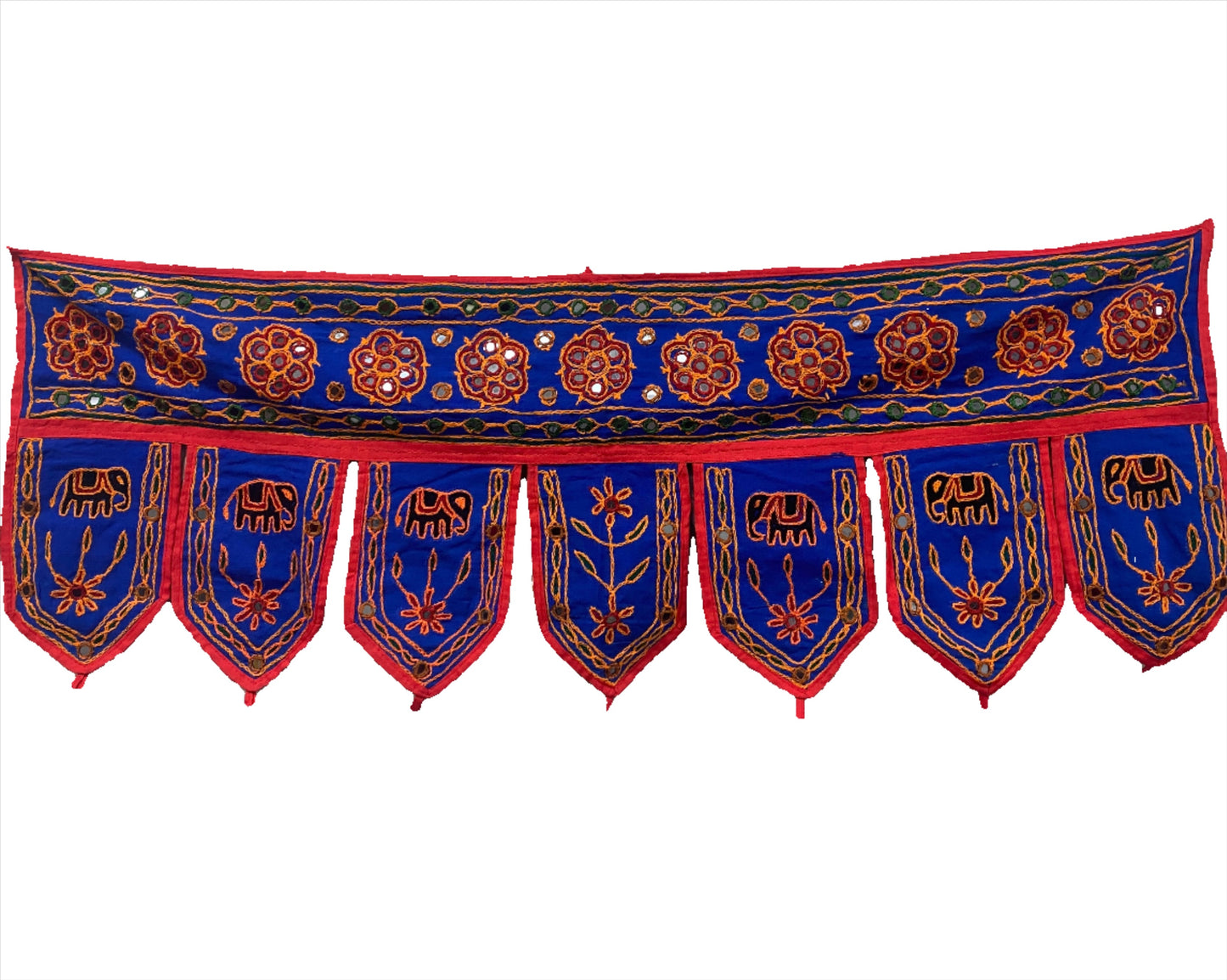 Rajasthani Embroidered Toran with Elephants and Mirrors