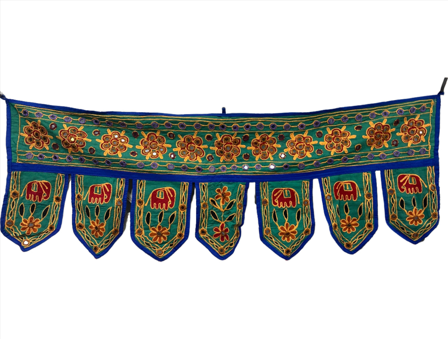 Rajasthani Embroidered Toran with Elephants and Mirrors