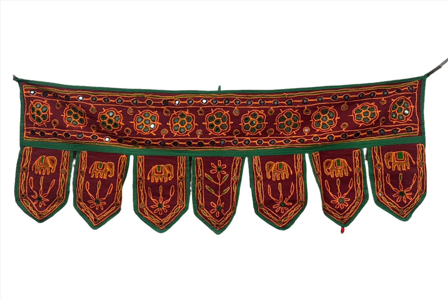 Rajasthani Embroidered Toran with Elephants and Mirrors