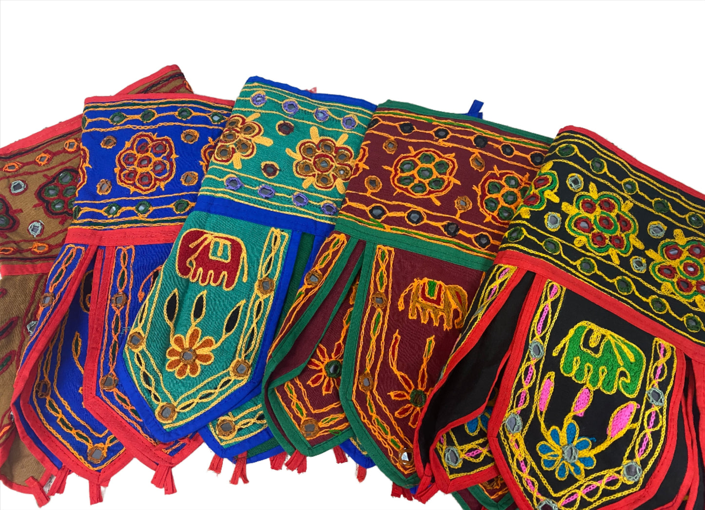 Rajasthani Embroidered Toran with Elephants and Mirrors