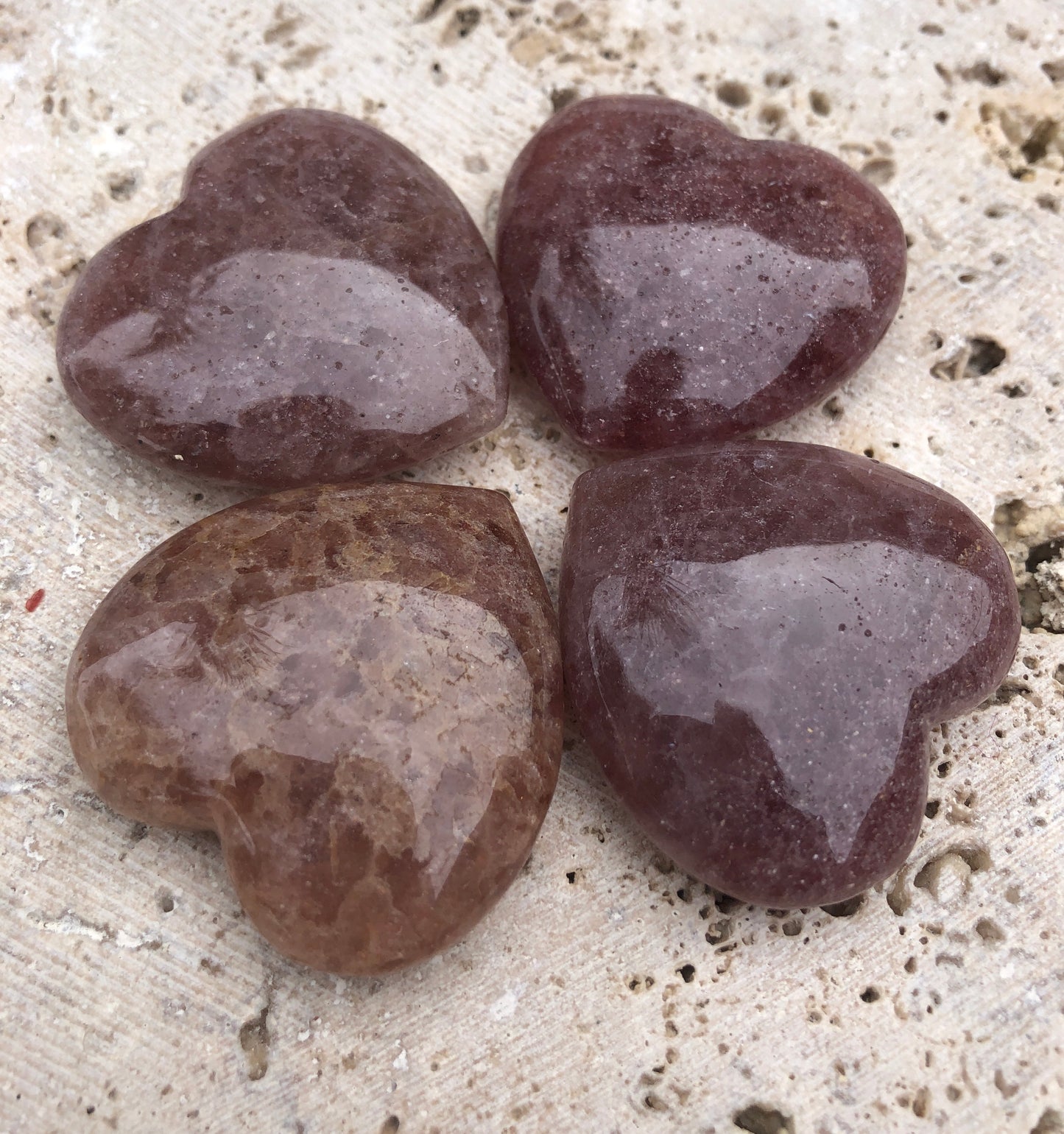 Strawberry Quartz Hearts