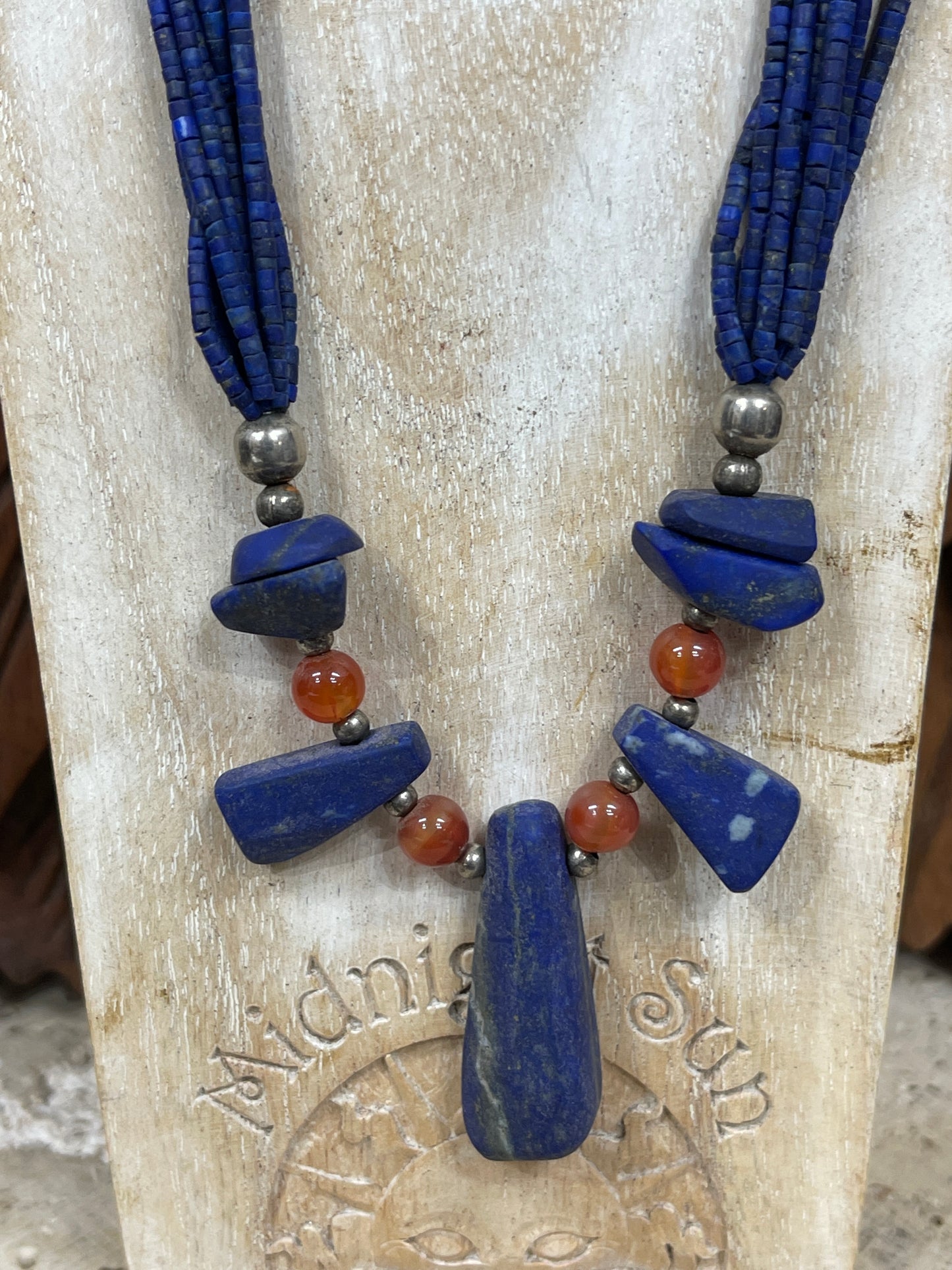 8 Strand Lapis and Carnelian Necklace