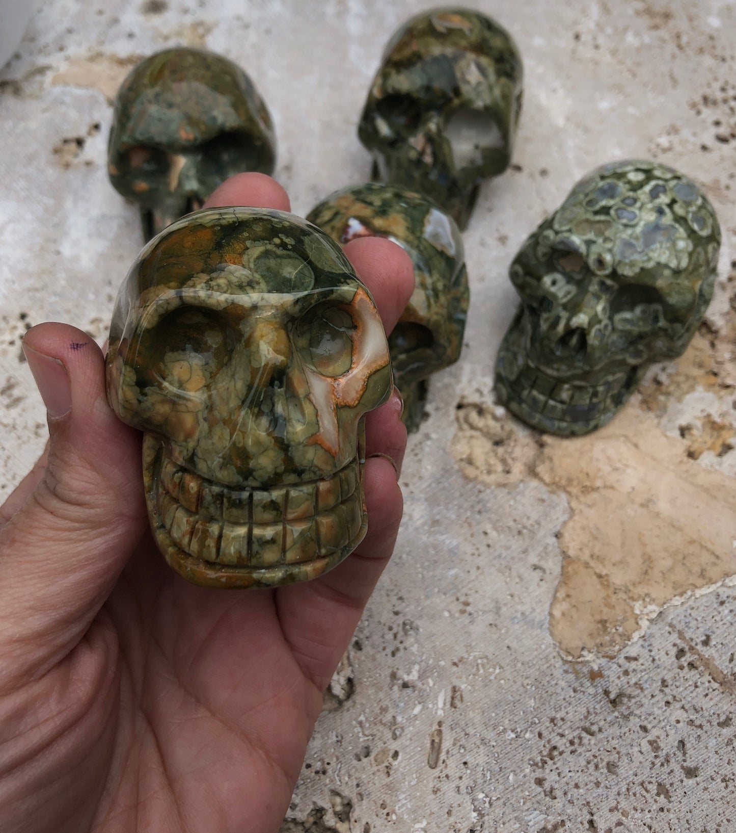 Rhyolite / Rain Forest Jasper Skull