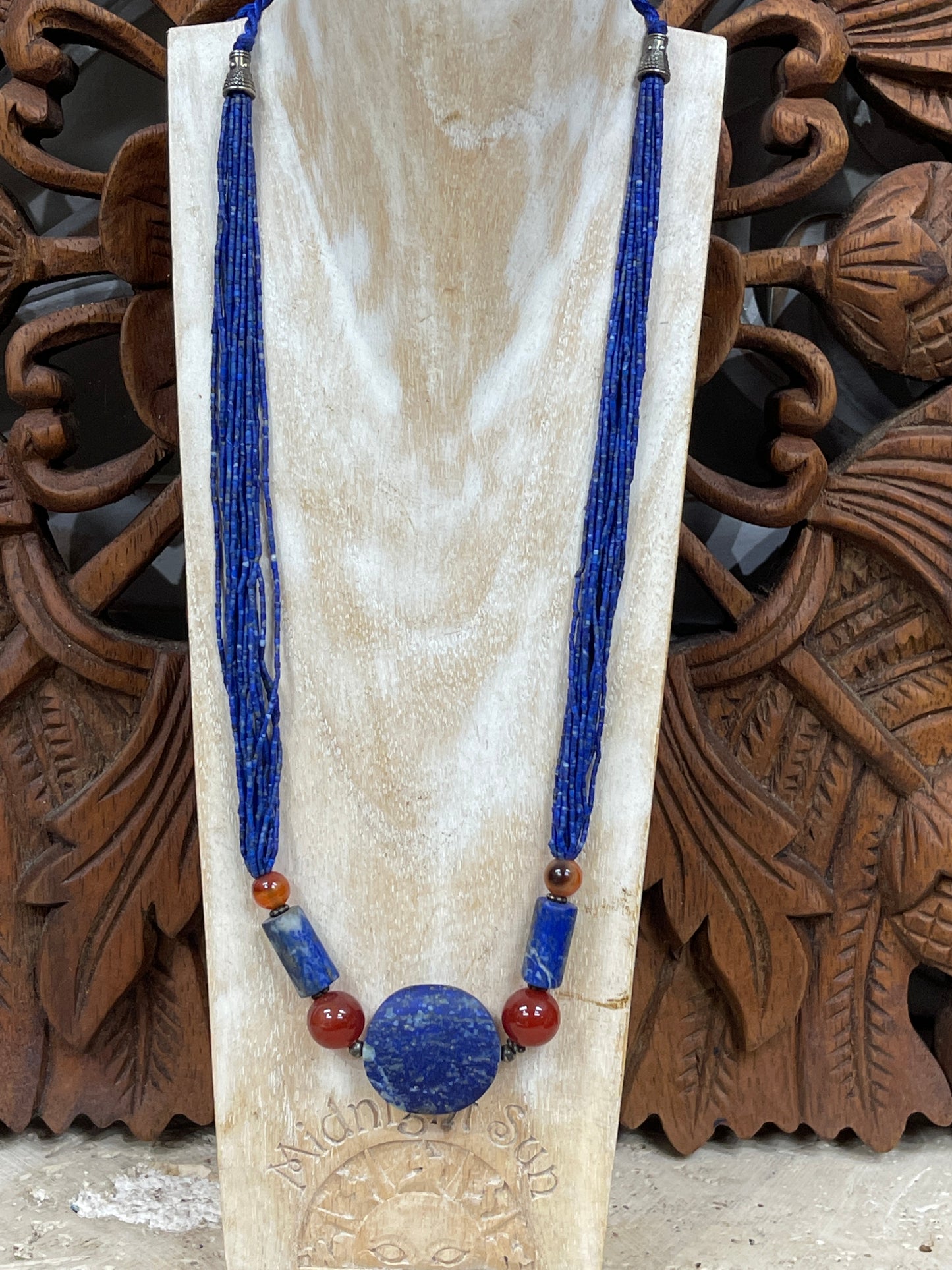 8 Strand Lapis and Carnelian Necklace