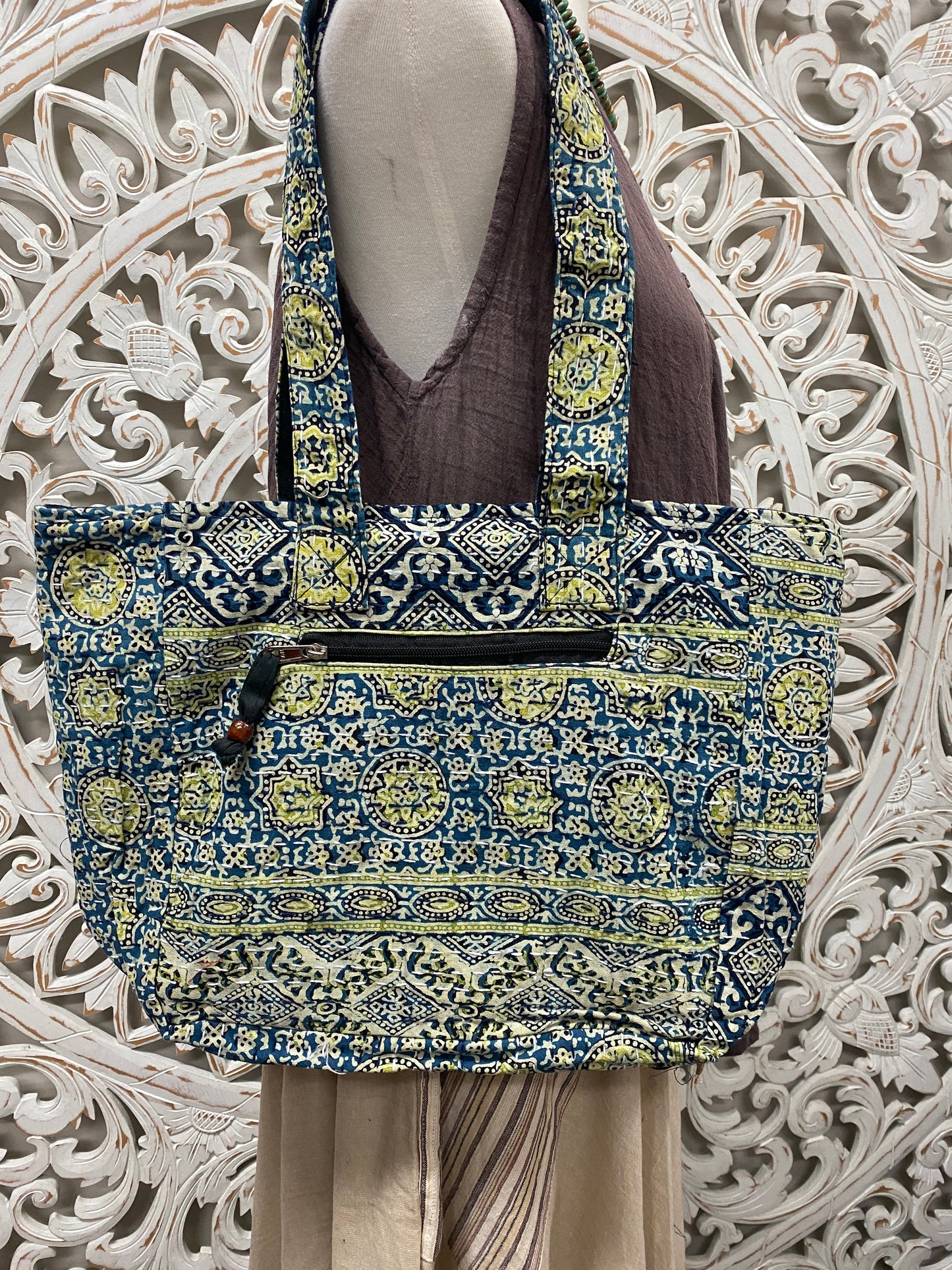 Rajasthani print Hand Stitched Kantha Cotton Shoulder Bags - Available in 8 Colors
