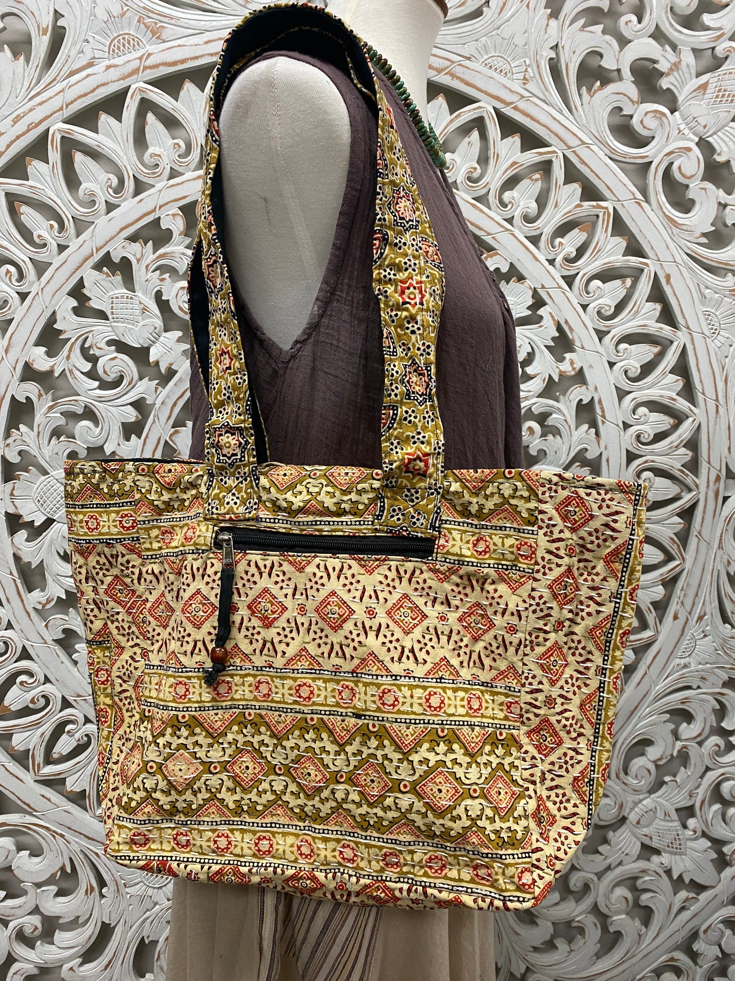 Rajasthani print Hand Stitched Kantha Cotton Shoulder Bags - Available in 8 Colors