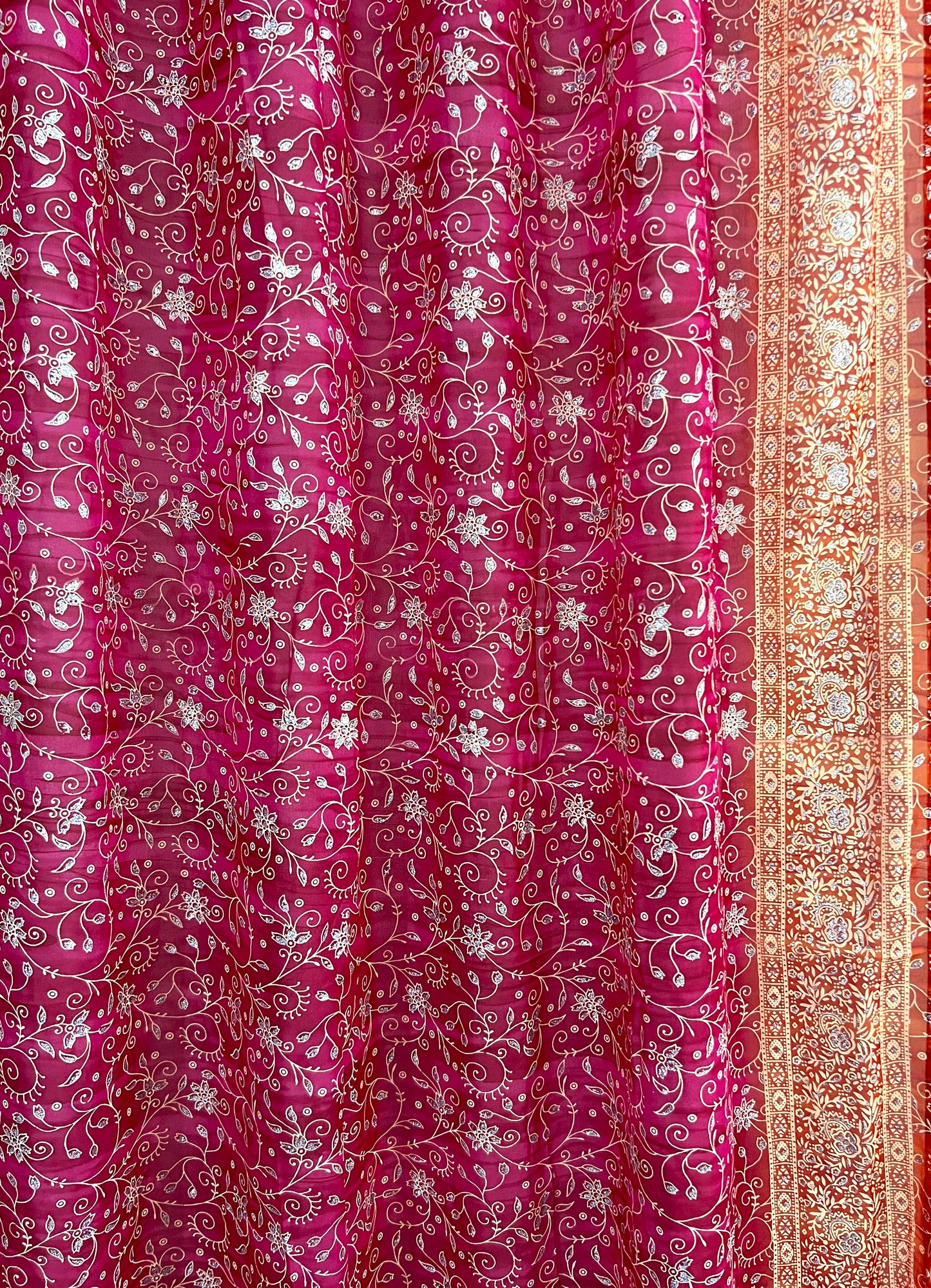 Pink & Orange Sari Curtain Panels