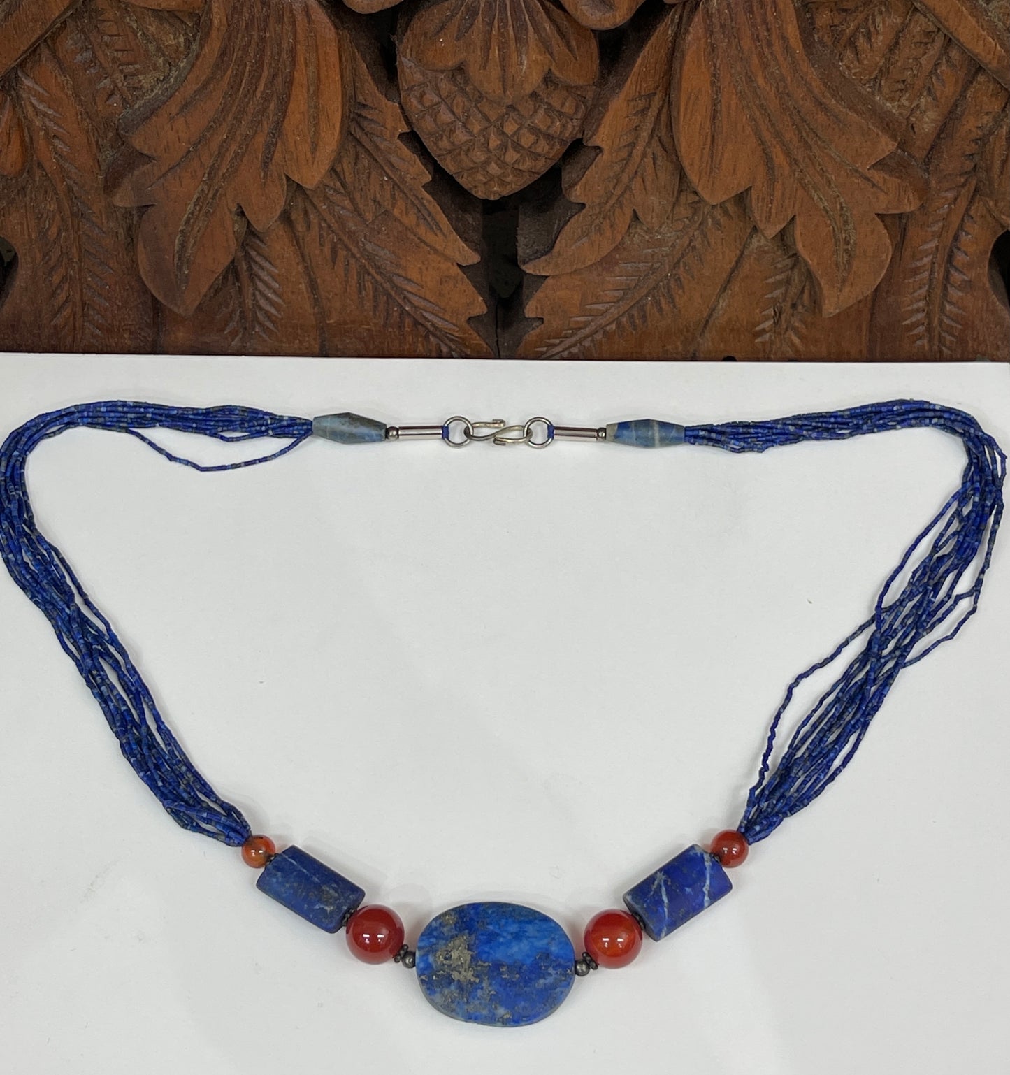 8 Strand Lapis and Carnelian Necklace