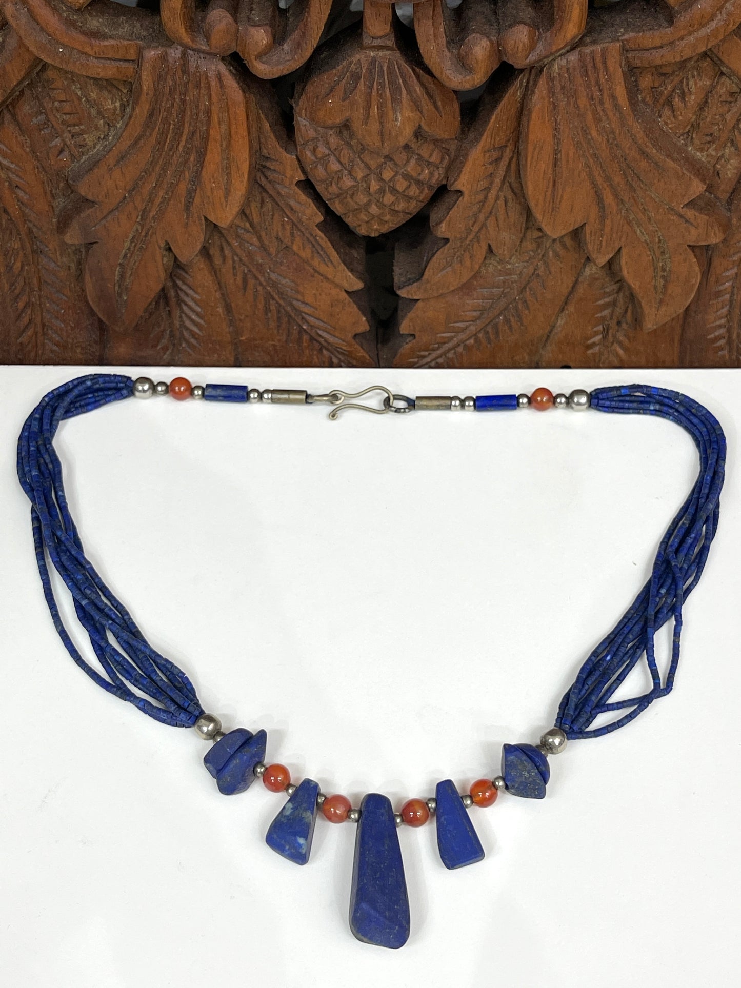 8 Strand Lapis and Carnelian Necklace