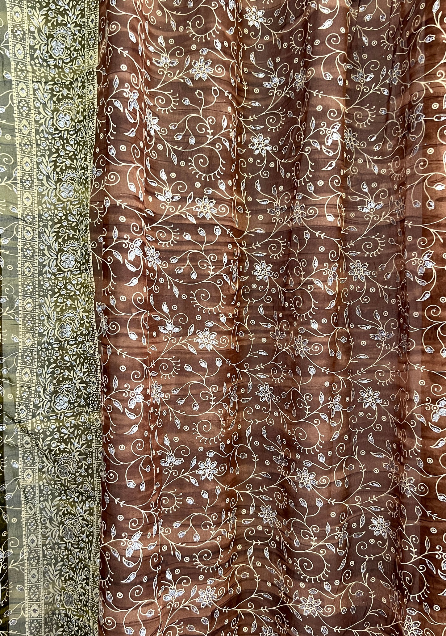 Mocha & Olive Sari Curtain Panels