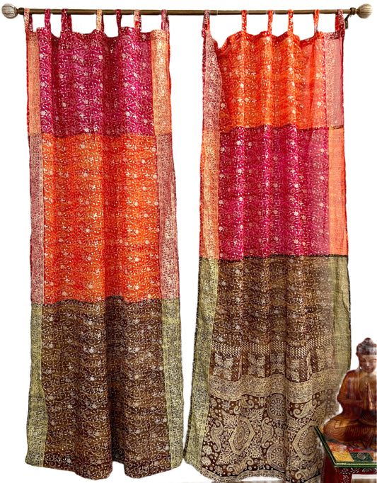 Tri Tones Sari Curtain Panels