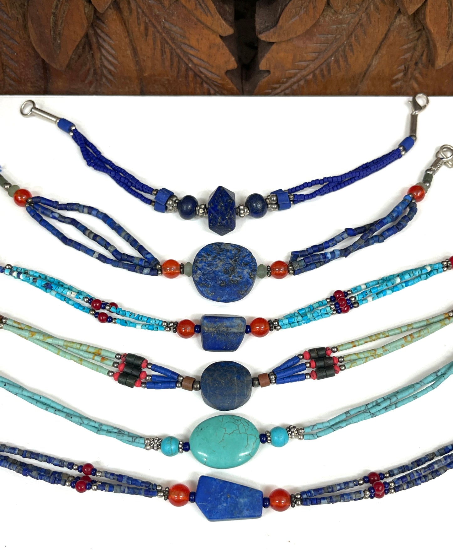 Lapis, Jade and Serpentine Bracelets