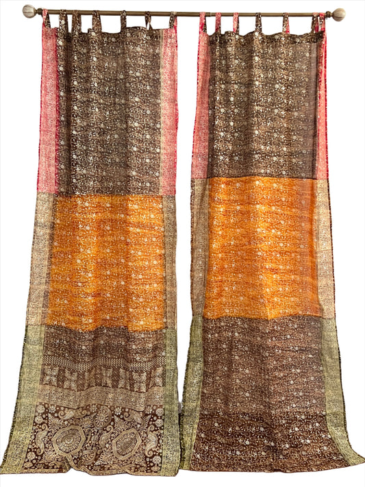 Tri Tones Mocha Sari Curtain Panels