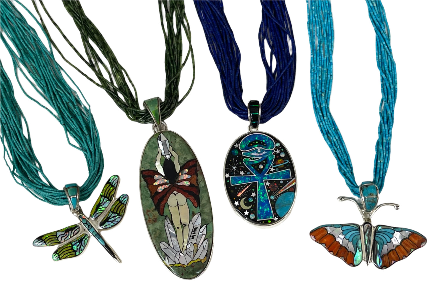Turquoise, Jade or Lapis Multi Strand Heishi Necklaces